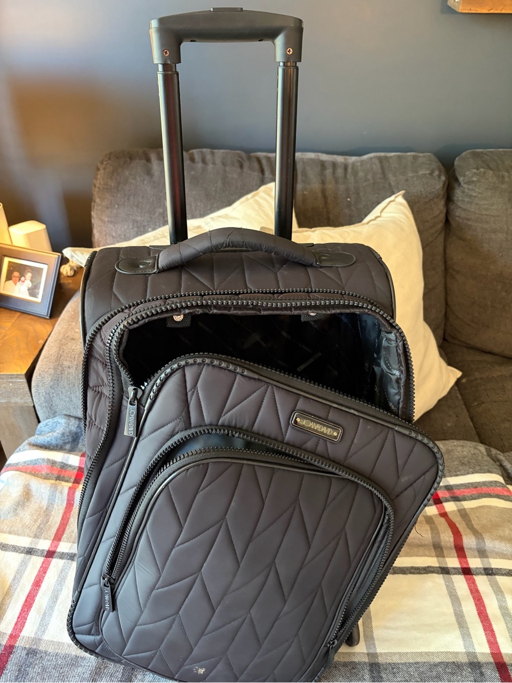 Joan & David Quilted Black Rolling Travel Bag